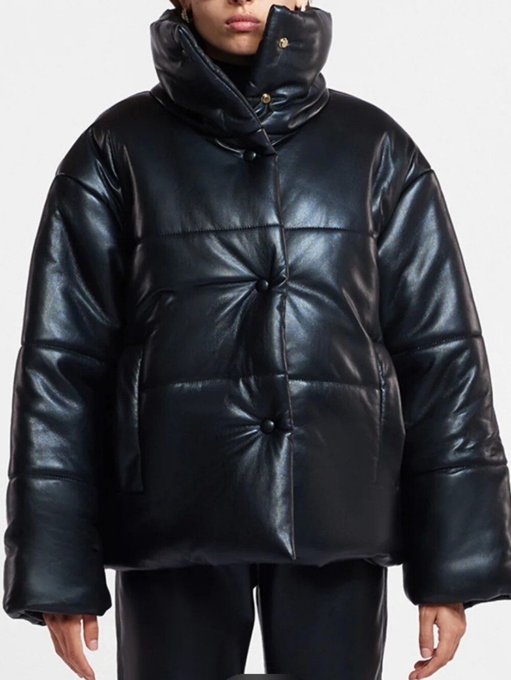 Nanushka Hide Puffer Jacket Black Size Medium